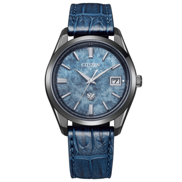西铁城 30 周年 Eco-Drive 蓝色和纸表盘腕表。(图片来源：西铁城）