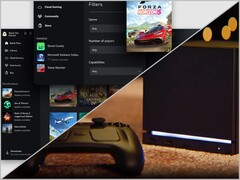 Windows 上的 Xbox 应用程序（上）和 Steam Machine 上的 Xbox 应用程序（下）。
