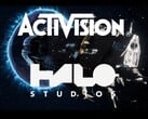 图中显示了动视（Activision）和《光环》工作室（Halo Studios）的徽标