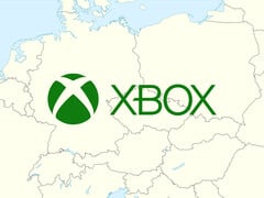 带有 Xbox 徽标的中欧地图（图片来源：Microsoft Gaming, Wikimedia Comm：微软游戏，维基共享资源：经编辑的世界数据库 II 数据）