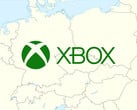 带有 Xbox 徽标的中欧地图（图片来源：Microsoft Gaming, Wikimedia Comm：微软游戏，维基共享资源：经编辑的世界数据库 II 数据）