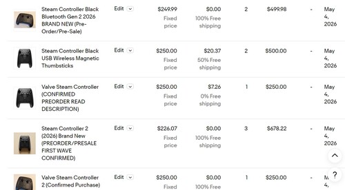 所示为 eBay 上蒸汽控制器的价格