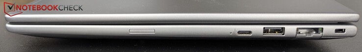 右侧可选 SIM 卡插槽、USB-C（20Gb/s）、USB-A（5Gb/s）、LAN（1Gb/s）、Kensington