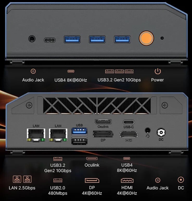 Bosgame VTA-439 迷你 PC 端口。