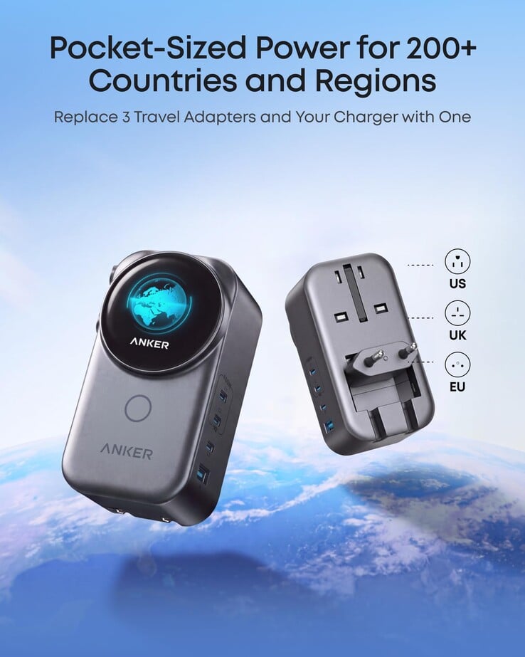 Anker Nano 旅行充电器(4合1,100W,智能显示屏)的一张泄露的营销图片