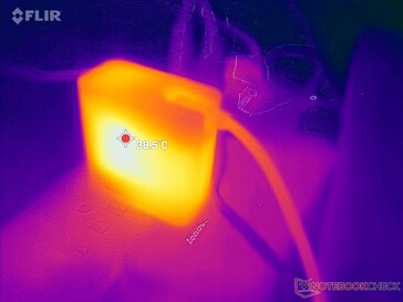 游戏超过一小时时，AC适配器可达到39℃。