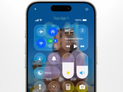 Liquid Glass 软件设计严重影响了 iOS 控制中心的美感。(图片来源：YouTube 上的Apple ）