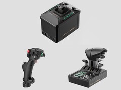 Moza AB6 底座(上)、MHG 飞行操纵杆(左下)和 MTQ 节流器象限(右下)。(图片来源:Moza,已编辑)