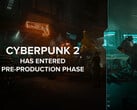赛博朋克 2》将基于虚幻引擎 5，而不是 CDPR 专有的 REDengine。图：图画上覆盖着"《赛博朋克 2》已进入预制作阶段 "的文字（图片来源：@CDPROJEKTRED_IR on X/Twitter）
