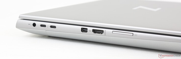 左：AC 适配器、2 个 USB-C 3.2 Gen.请注意，USB-C 和交流适配器端口紧密相连