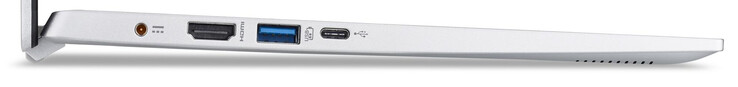 左侧：电源插座、HDMI端口、USB 3.2 Gen 1（Type-A）端口、USB 3.2 Gen 1（Type-C）端口