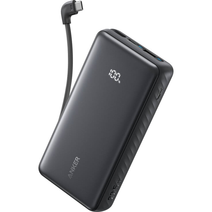 Anker Zolo 移动电源，内置 USB-C 线缆（20,000mAh，22.5W，黑色）。(图片来源：B&amp;H Photo）