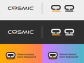 System76 以不同的形式展示其 Cosmic Desktop 徽标（图片：System76）。