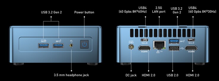 Geekom Mini IT12 的外部端口，i5-12450H（来源：Geekom）