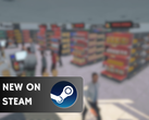 Supermarket Simulator》将以 14.99 美元的价格发售至 6 月 26 日。图为游戏截图，上面覆盖有 Steam 徽标和 "New on Steam "文字。 图片来源：Steam - 编辑