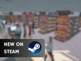 Supermarket Simulator》将以 14.99 美元的价格发售至 6 月 26 日。图为游戏截图，上面覆盖有 Steam 徽标和 "New on Steam "文字。 图片来源：Steam - 编辑