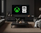 客厅中的 Xbox 和 Epic 游戏商店