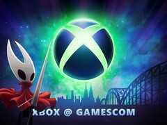 Xbox Gamescom 2025 横幅与《空洞骑士》中的大黄蜂：希尔松（图片来源：Xbox Wire，Team Cherry 有编辑）