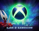 Xbox Gamescom 2025 横幅与《空洞骑士》中的大黄蜂：希尔松（图片来源：Xbox Wire，Team Cherry 有编辑）