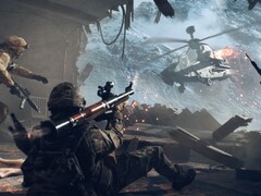 战地 6》士兵将 RPG 瞄准攻击直升机。(图片来源：EA）