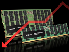 美光 DDR5 DRAM 模块（用 Canva 编辑）。