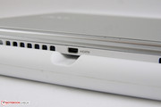 The micro HDMI port is hidden in a recess behind the secondary battery.