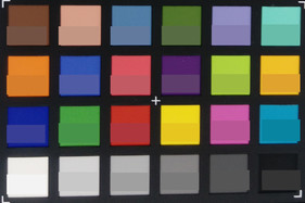 Photograph of ColorChecker colors. Original colors are displayed in the lower half of each patch.