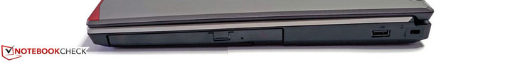 Right: Optical drive, USB 2.0, slot for a Kensington Lock