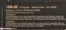电池容量为 59 瓦时 (本图为: N550JV-CN201H GT 750M).