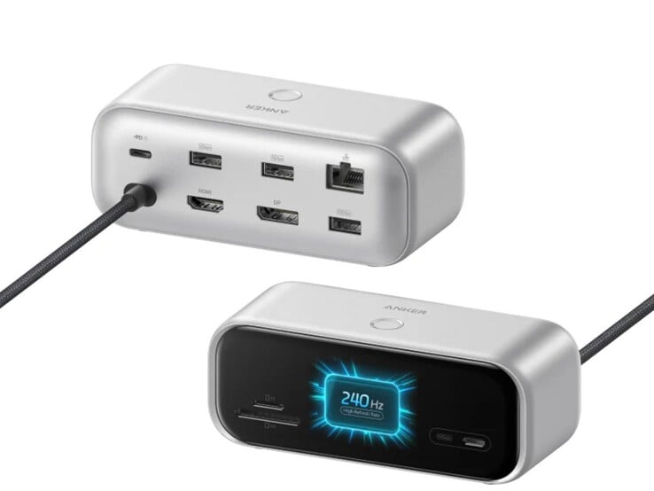 银色版 Anker Nano USB-C 集线器（10 合 1、240 赫兹、显示屏）