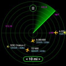 Flight Scanner 应用中的雷达式显示