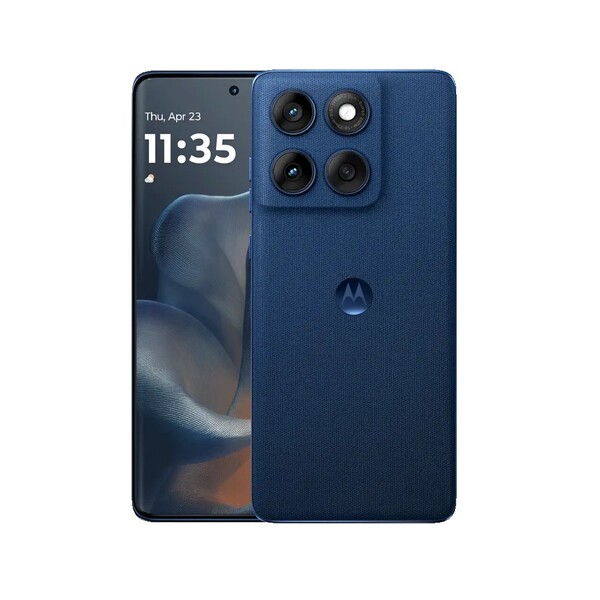 Gibralatar Sea 摩托罗拉 Edge 60 看起来像织物表面，但实际上是硅胶。(图片来源：摩托罗拉）