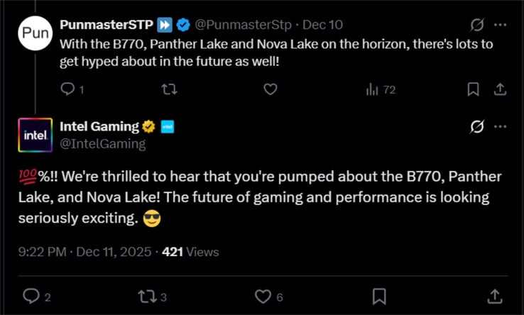 (图片来源:Intel Gaming via Wccftech)