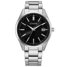 Citizen CB0300-53E 电控光动能手表,配备太阳纹黑色表盘、40毫米不锈钢表壳、三链节表链,以及位于3点钟位置的日期窗。