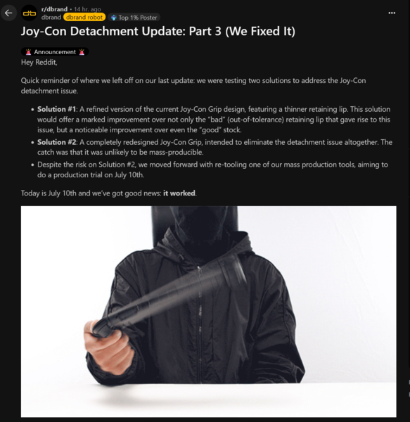 Dbrand Killswitch Switch 2 外壳重新设计更新（图片来源：截图，Dbrand subreddit）