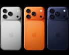 iPhone 17 Pro 有三种颜色，包括 "宇宙橙 "和 "深蓝"（图片来源：Apple)