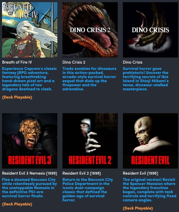 Humble Bundle Capcom Classics Bundle 中包含的所有游戏