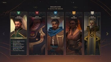 一张展示《Dune: Spice Wars》中各派系的图片。