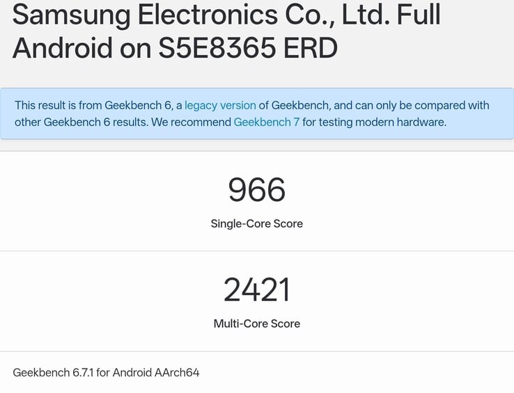 ERD上Exynos 1610的Geekbench测试结果
