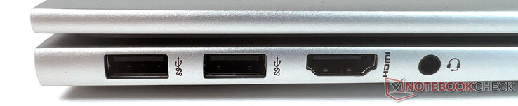 左边：2个超高速USB Type-A 10 Gbit/s、1个HDMI 2.1、1个耳机/麦克风组合端口