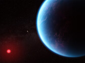 基于当前科学数据的 K2-18b 可视化图，展示了这颗遥远的系外行星可能的样子。(图片来源：NASA、ESA、Joseph Olmsted）