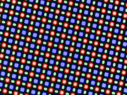 OLED 显示屏采用基于一个红光二极管、一个蓝光二极管和两个绿光二极管的 RGGB 子像素矩阵。