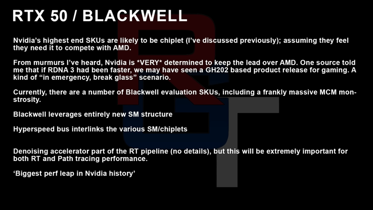 Nvidia Blackwell RTX 50早期传闻。(来源：YouTube上的RedGamingTech)
