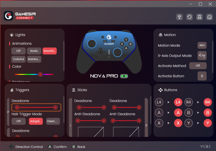 GameSir Connect Windows 应用程序主用户界面