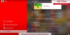任天堂 Switch 2 游戏机屏幕展示了其独有的重现类似 CRT 显示选项的能力（图片来源：任天堂美国 YT）