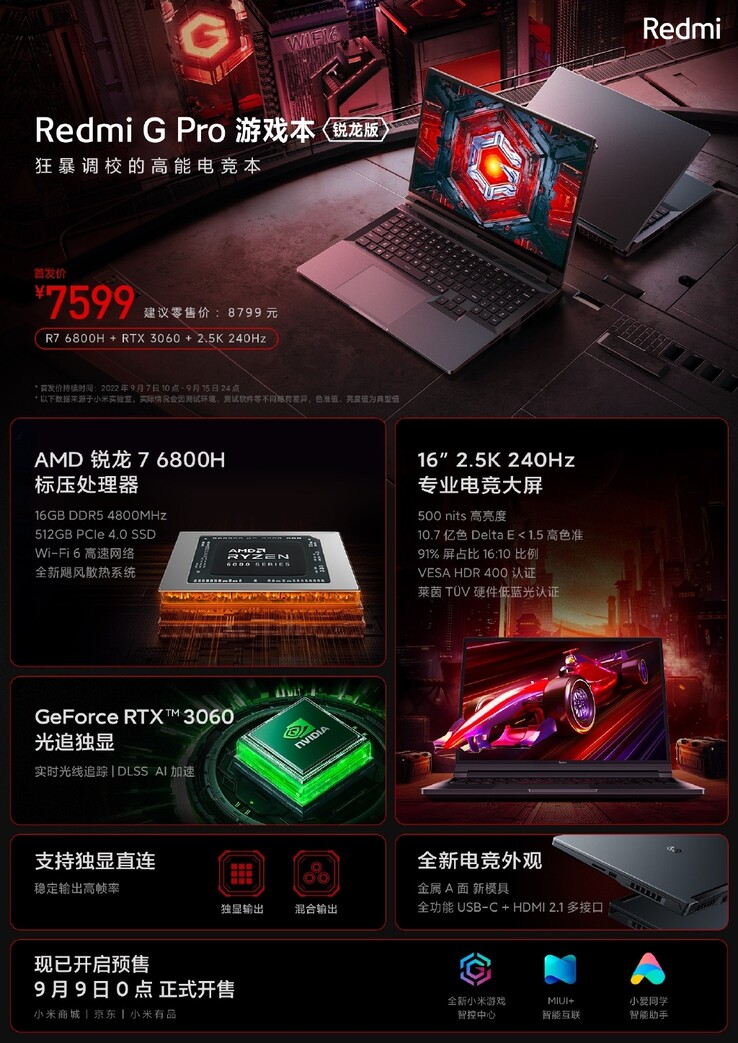 新款红米书G Pro Ryzen版的主要优势。(来源：红米通过微博)