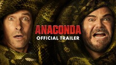 保罗-路德（Paul Rudd）和杰克-布莱克（Jack Black）面对一条巨大的蛇（图片来源：X - Anaconda Movie