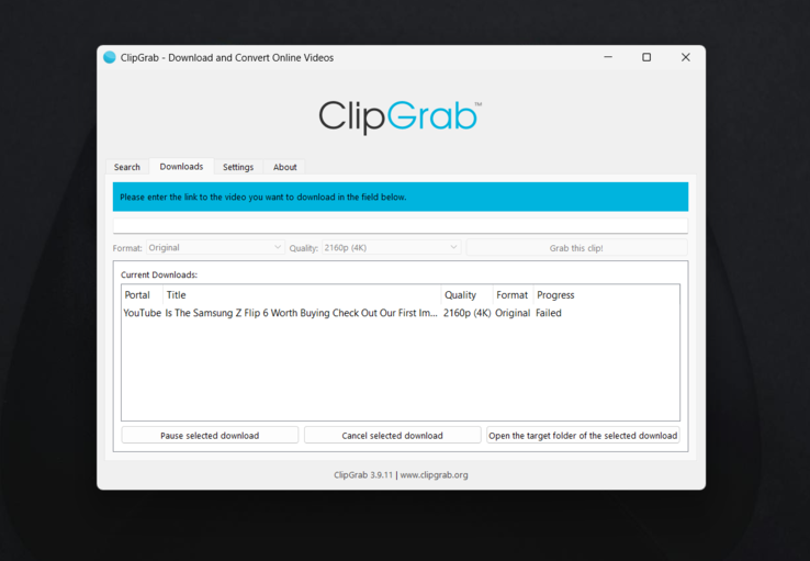 运行中的 ClipGrab（图片来源：Antony Muchiri）