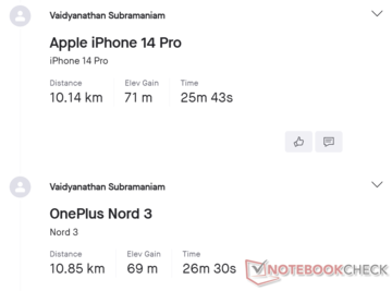 GNSS 对比：Apple iPhone 14 Pro vs. OnePlus Nord 3