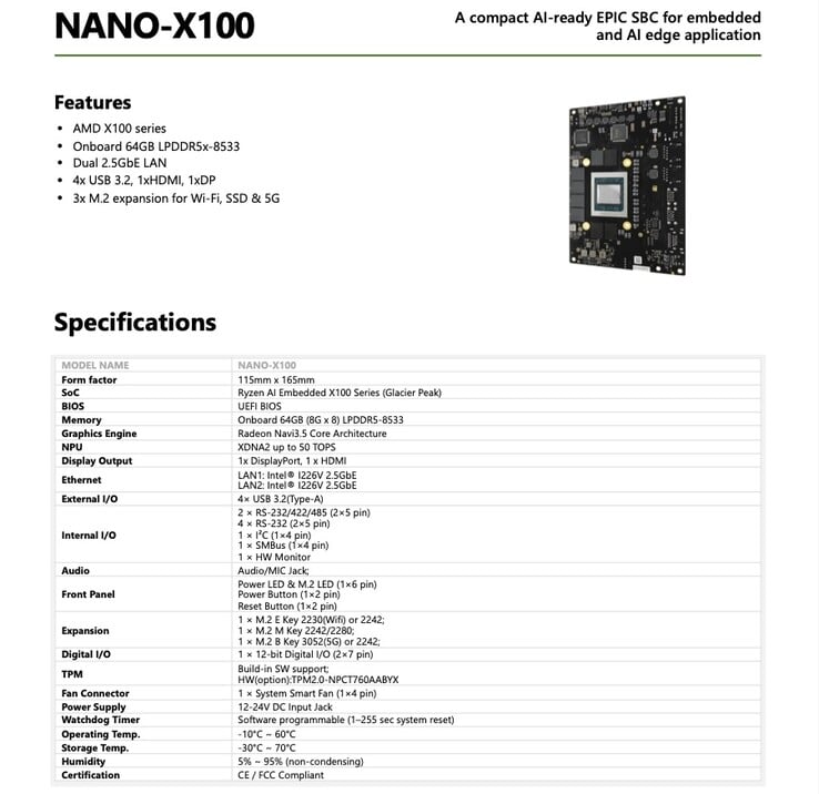 Nano-X100 单板计算机拥有令人印象深刻的 I/O 配置。